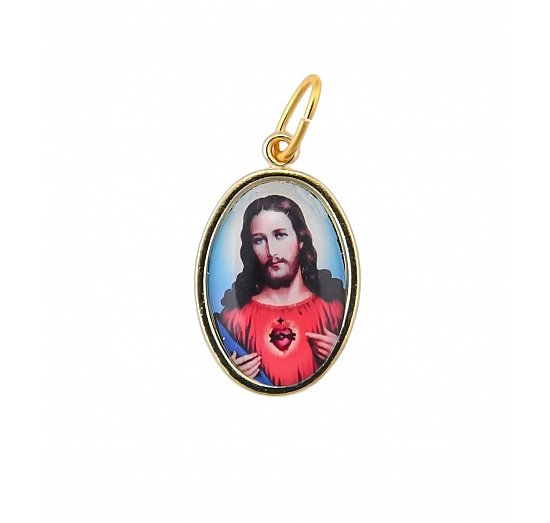 Medalik metalowy kolorowy Serce Pana Jezusa